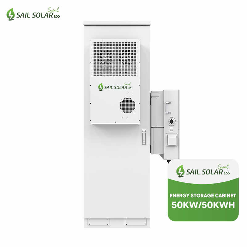 Armadio esterno multifunzione per batterie industriali e commerciali da 50 kWh con inverter solare ibrido trifase.