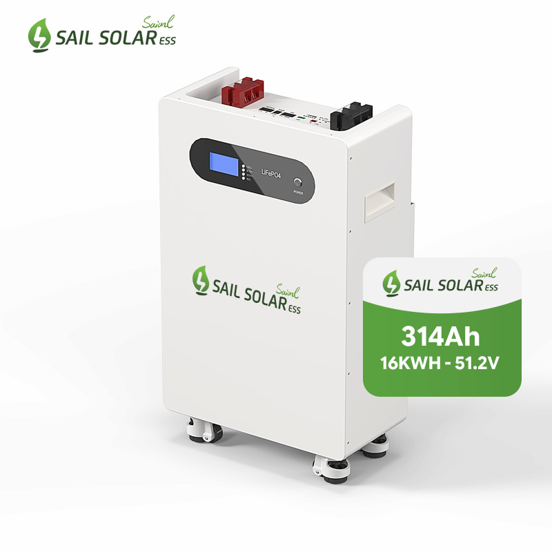 Batteria al litio a bassa tensione LiFePo4 da 16 kWh di Sail Solar, 51,2 V 314 Ah, per uso domestico.